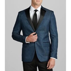 Jos A. Bank Men's Paisley Formal Dinner Jacket Blazer Blue Teal 42R